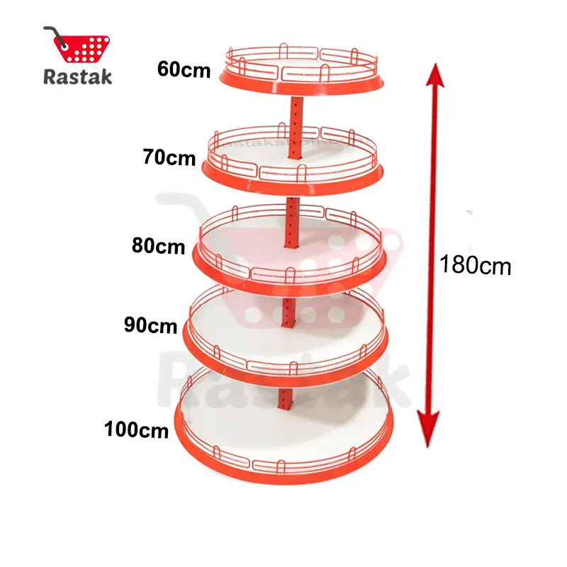 قیمت استند گرد کیکی 5 طبقه فلزی رستاک